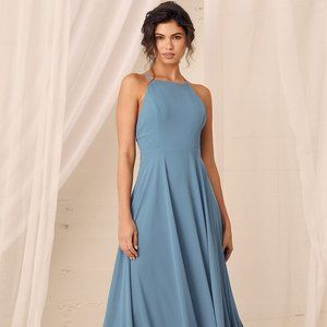 Lulu's Mythical Kind of Love Slate Blue Maxi Dress